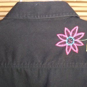 Embroidered Black Denim BoHo Jean Jacket